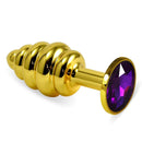 PLUG ANAL METÁLICO ESPIRAL EM DOURADO COM BRILHANTE