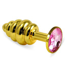 PLUG ANAL METÁLICO ESPIRAL EM DOURADO COM BRILHANTE