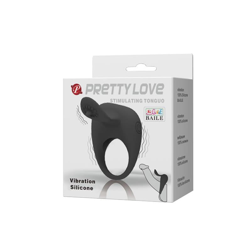 PRETTYLOVE ANEL VIBRATÓRIO TONGUO PRETO