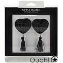 TAPA MAMILOS OUCH! HEART NIPPLE TASSELS PRETOS